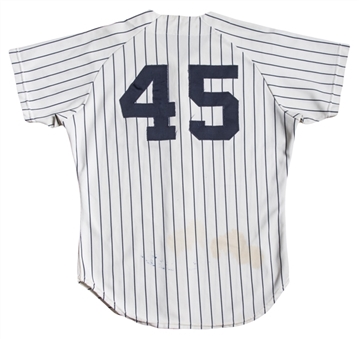 1980 Rudy May Game Used and Signed New York Yankees Pinstripe Home Jersey  (PSA/DNA) 